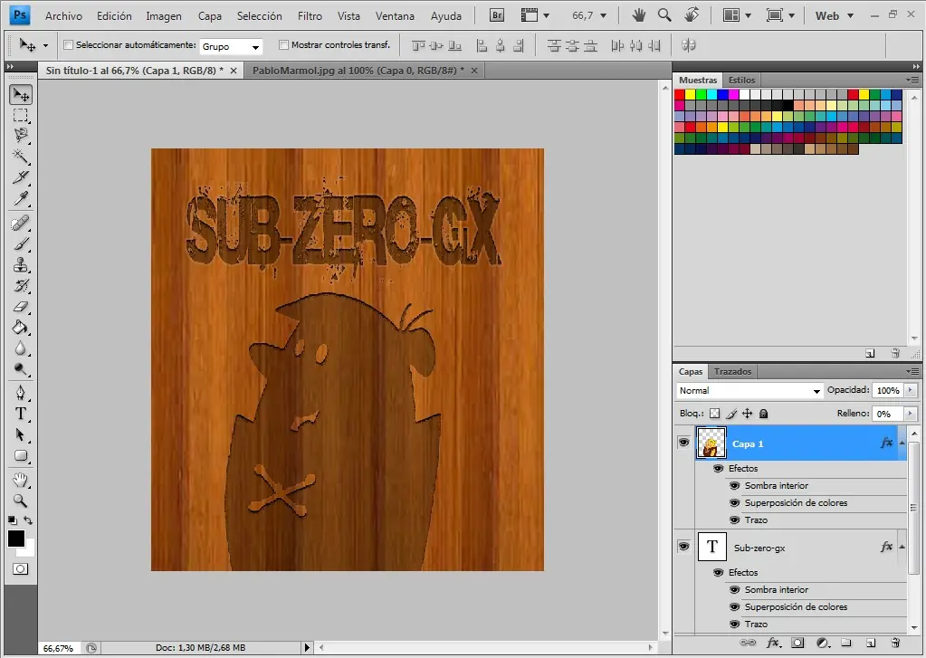 Efecto grabado o quemado en madera ┌ Photoshop ┘
