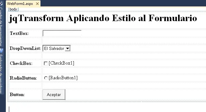 Mejorar Diseño de Formulario Asp.Net con jqTransform