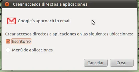 Poner una aplicación web en el lanzador de Natty