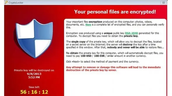 Cryptolocker pide USD$300 por desencriptar tus archivos