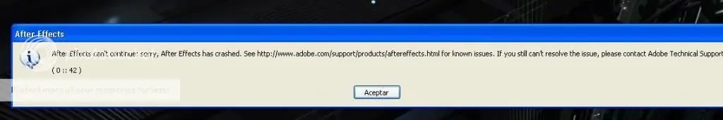 Error adobe after effects sin kilombo y enrosque