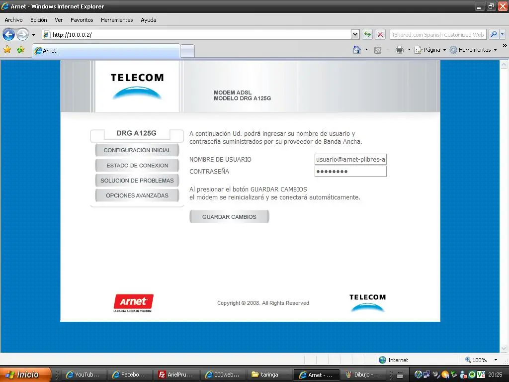 como saber tu contraseña de conexion arnet?