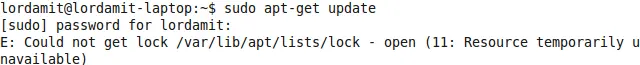 Could not open lock file /var/lib/*/*/lock