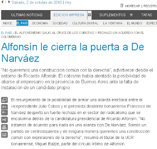 Ricardo Alfonsin: el tercer mosquetero menemista