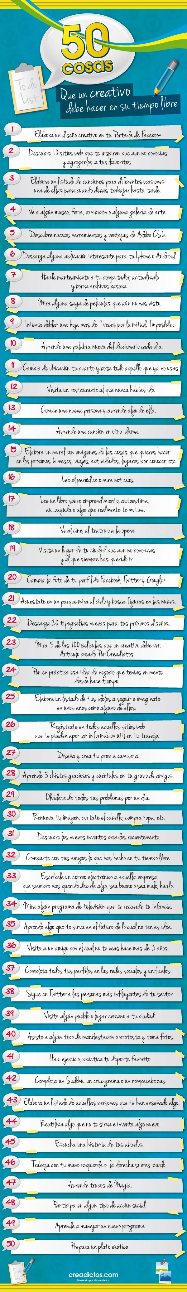 la 50 cosas creativas que debes hacer