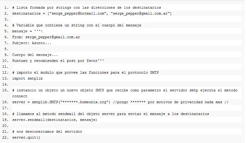 Enviando correo desde Python en Linux