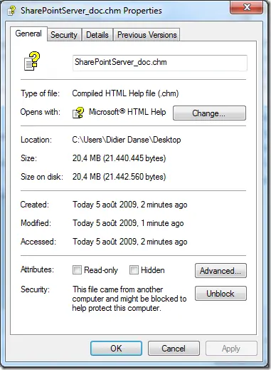 Windows 7: Problemas con archivos .chm