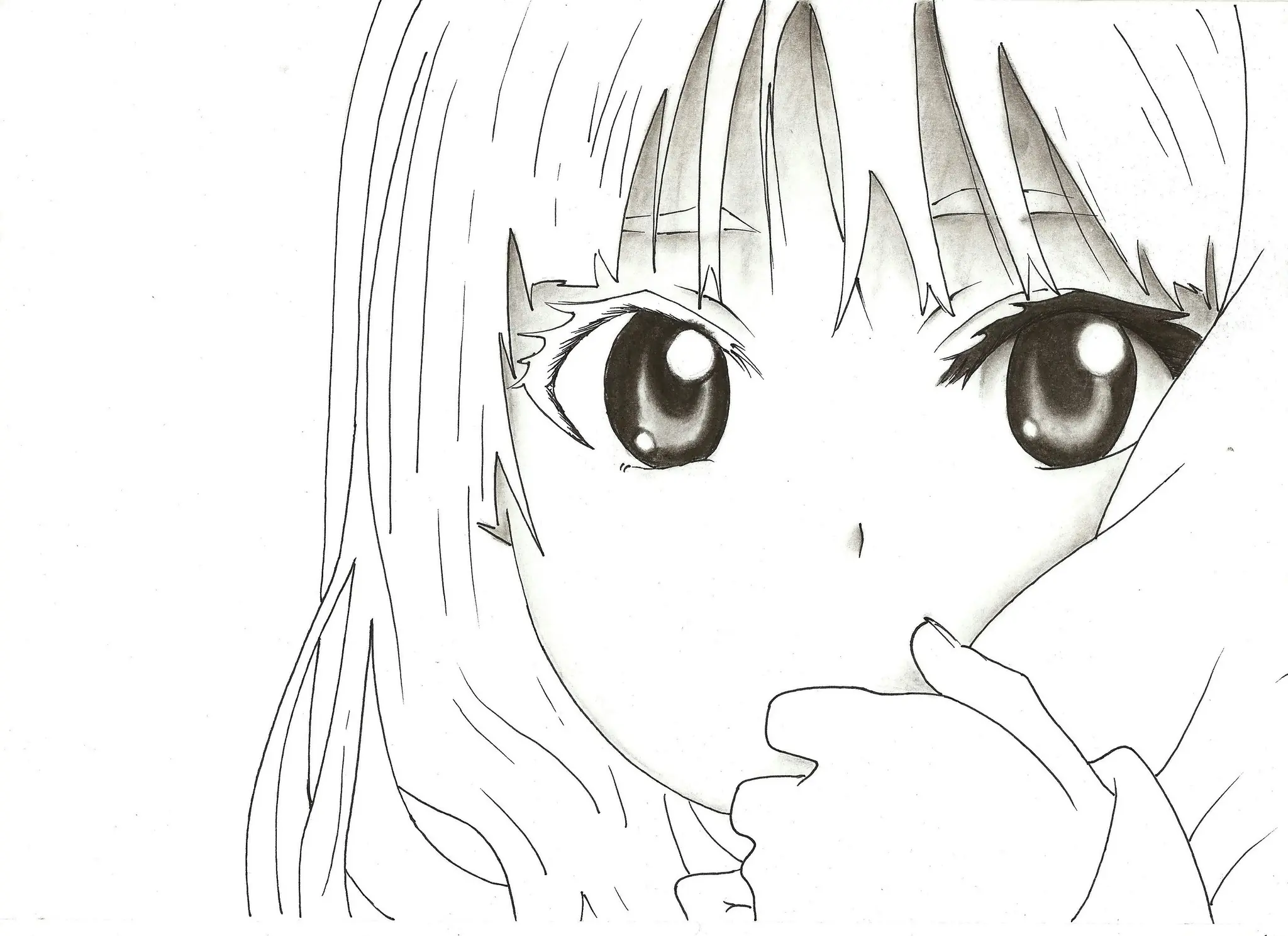 mi dibujo de anime al carboncillo