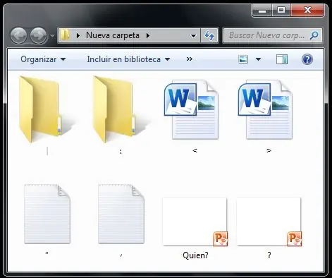 caracteres prohibidos