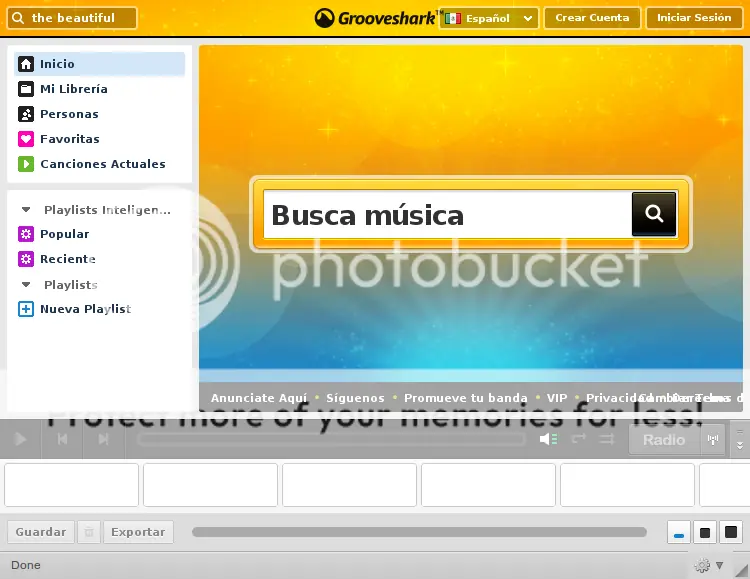 Grooveshark como aplicación y sin publicidad.
