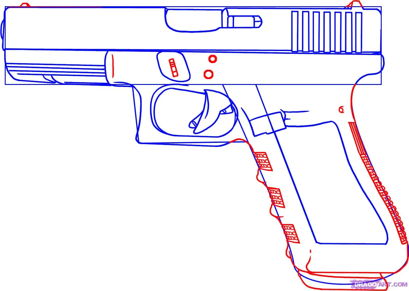 Como dibujar la glock 17 9mm,la AK 47 y la M16 Assault Rifle