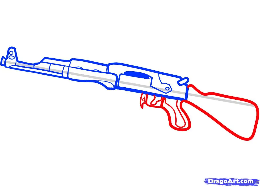 Como dibujar la glock 17 9mm,la AK 47 y la M16 Assault Rifle