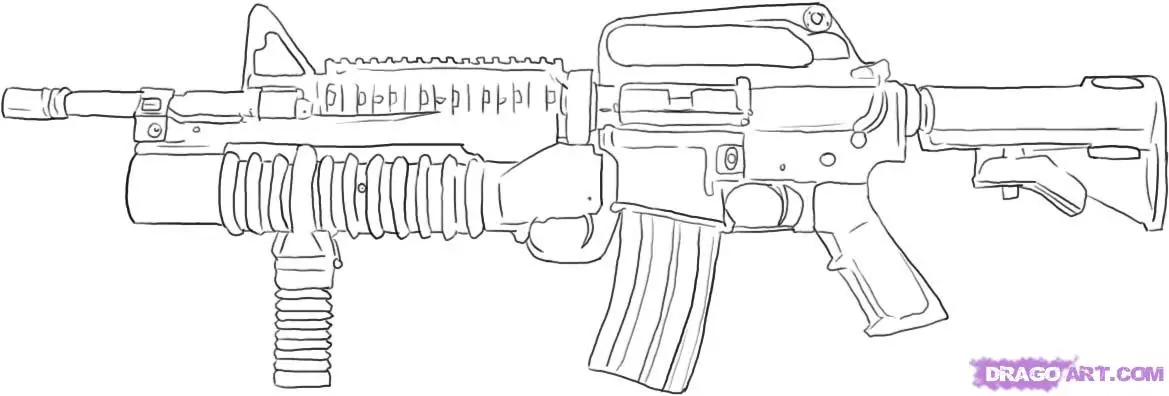 Como dibujar la glock 17 9mm,la AK 47 y la M16 Assault Rifle