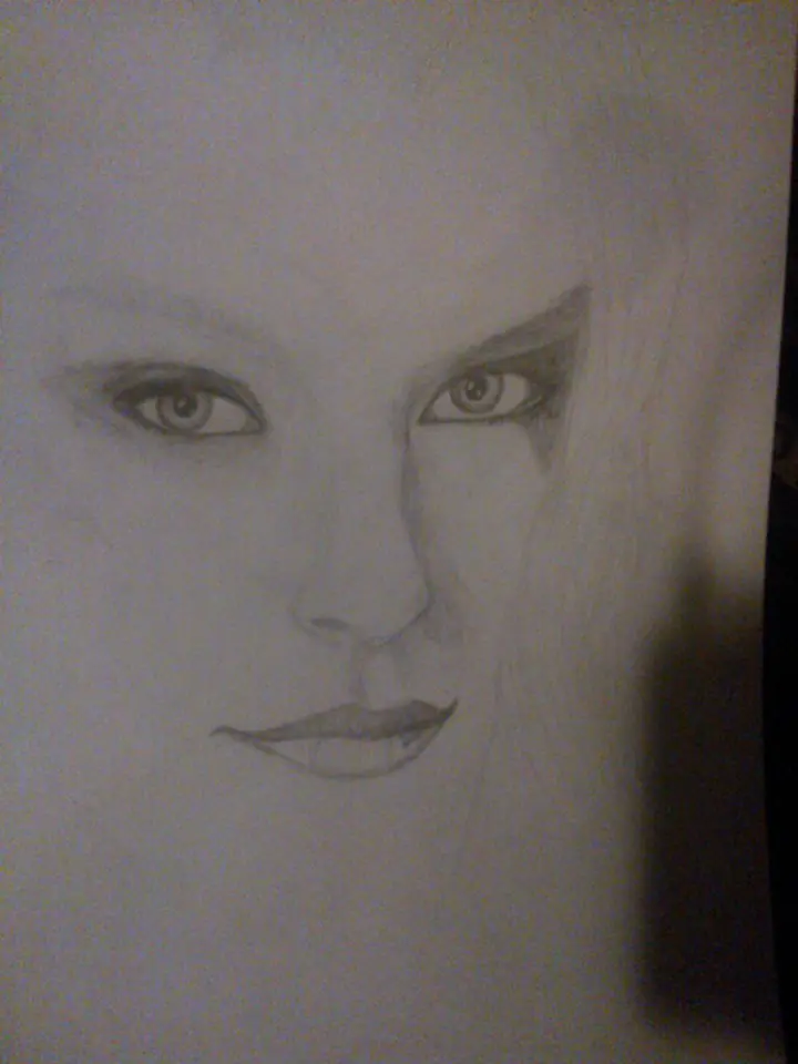 Retrato a lapiz de Jessica Stam