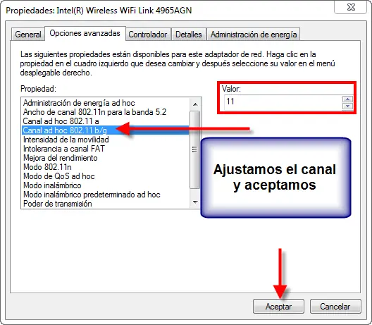 Crea una red ad-hoc, repetidor wireless.