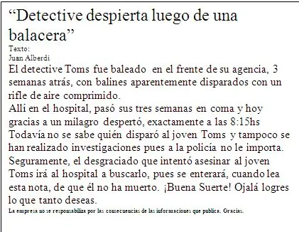 Cuento de detectives, autoría propia