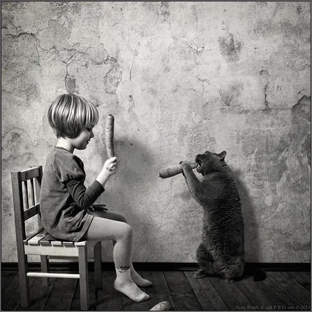 "La niña y el gato." fotógrafo Andy Prokh