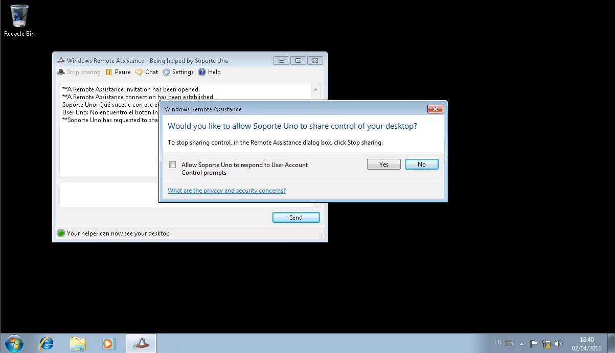 Windows: tutorial de asistencia remota
