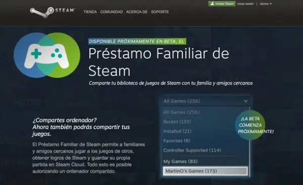 Préstamo Familiar de Steam