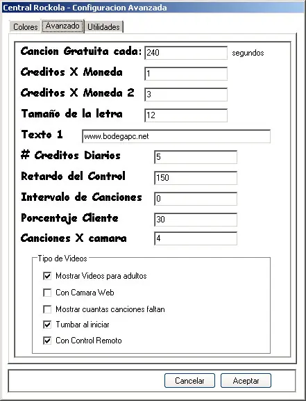 configurar central rockola vista