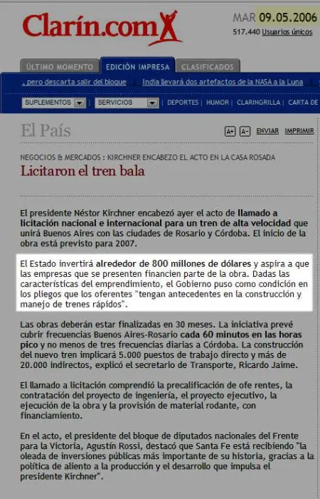 EL tren bala de los Kirchner ya es un hecho!