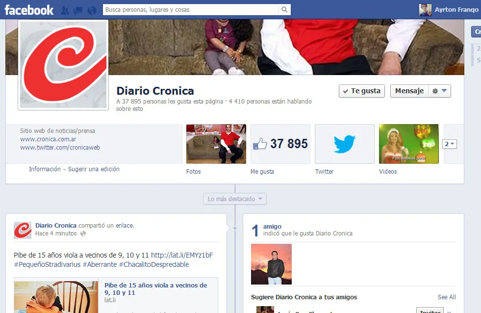 Diario crónica ¿Quién mas puede ser? (Facebook)