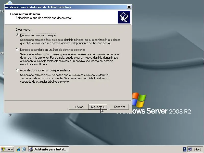 Instalar y configurar controlador de dominio windows 2003
