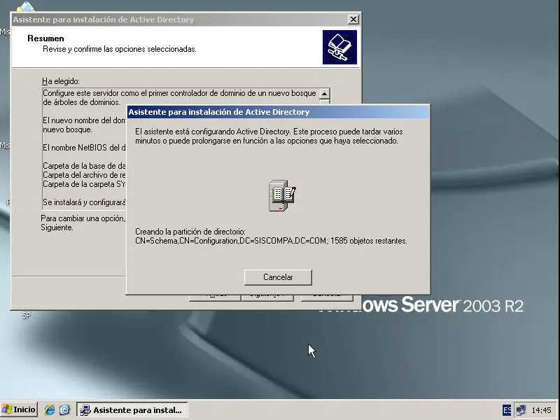 Instalar y configurar controlador de dominio windows 2003