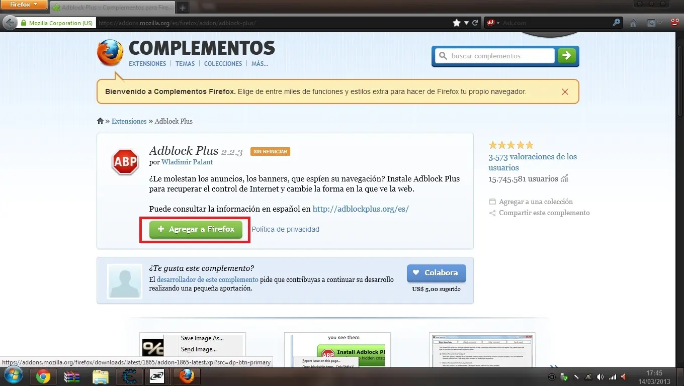 Quita la Publicidad de Mozilla Firefox