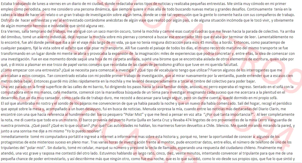 "El Polar Mist", Mi primer relato.