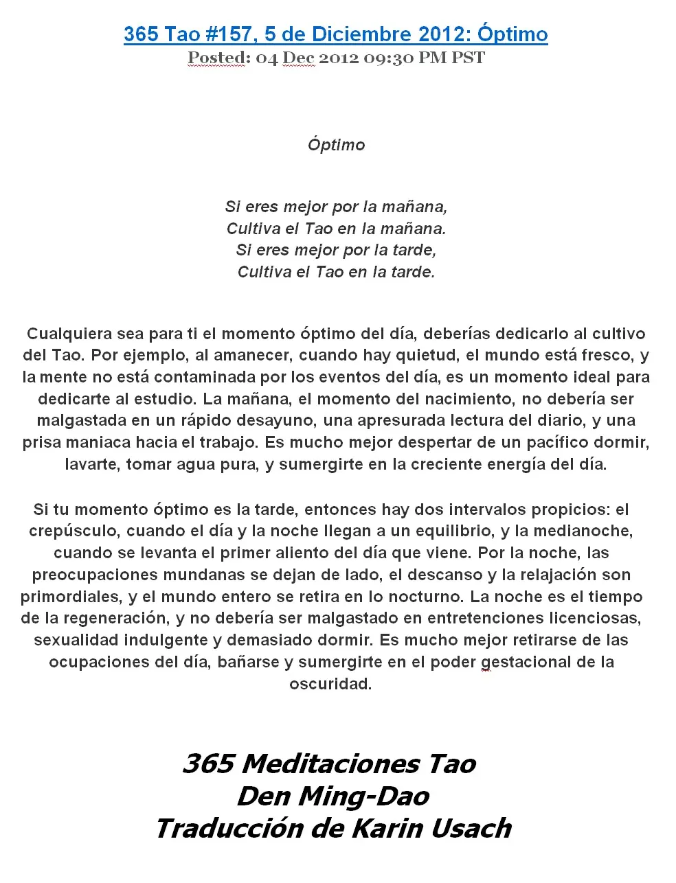 Óptimo. Meditación.