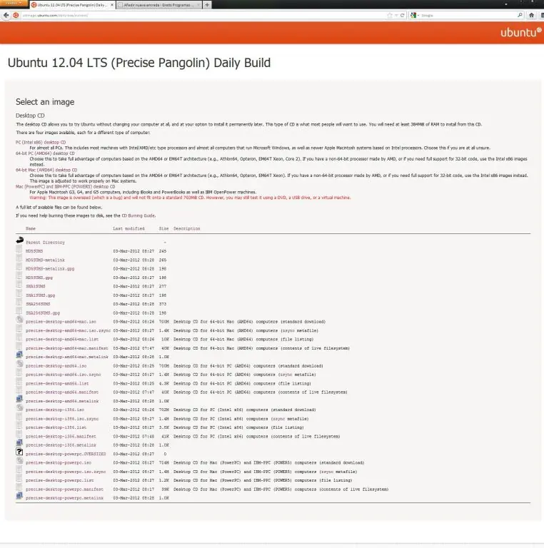 La última versión disponible Ubuntu Daily Buil 2012