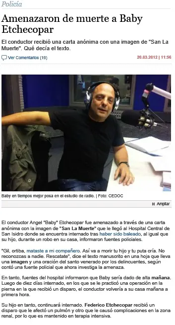 Amenazaron a Etchecopar