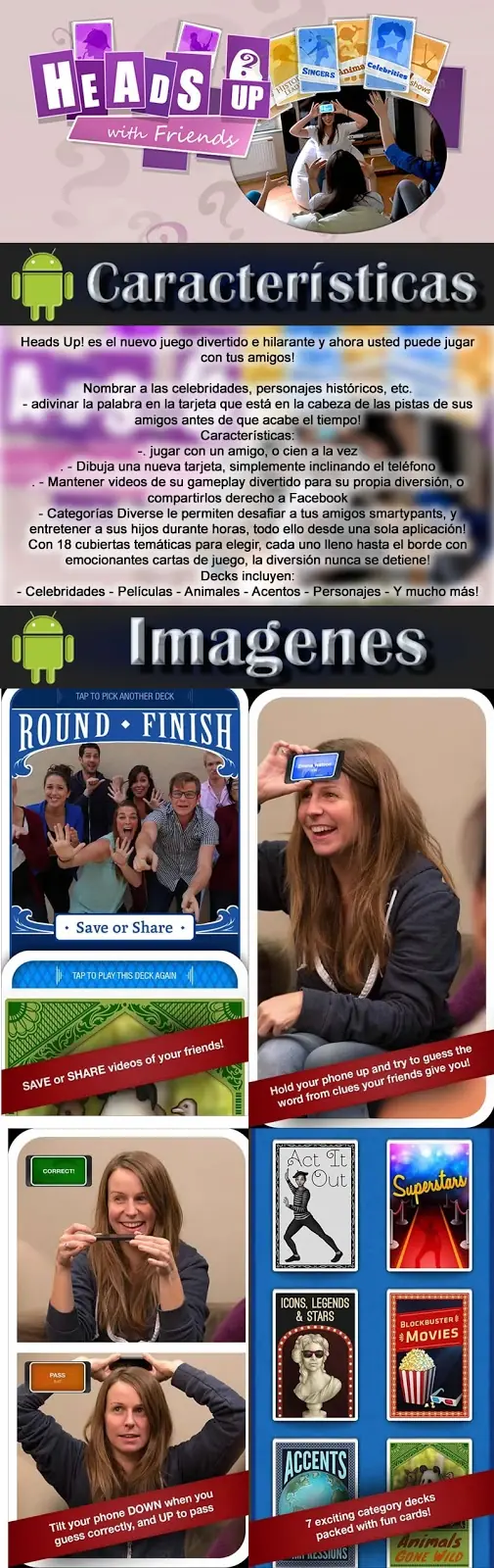 Heads Up! para Android (Diversión ilimitada con amigos)