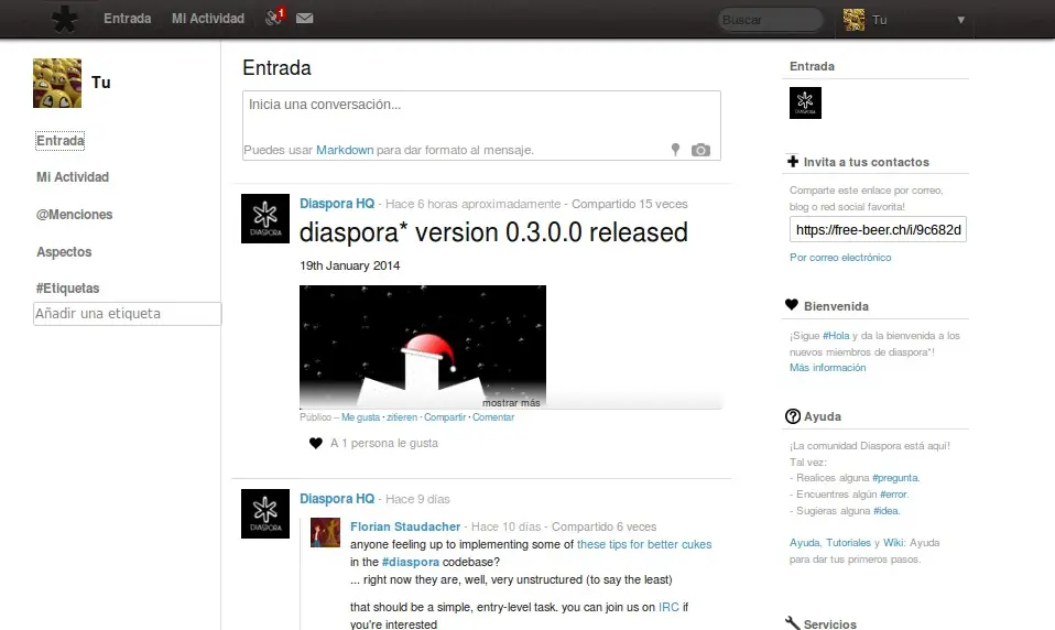 Diaspora 0.3.0.0 ha llegado!