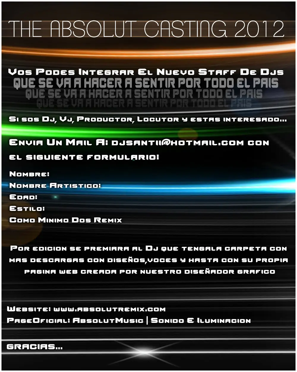 The Absolut Casting 2012 [CASTING DE DJS]