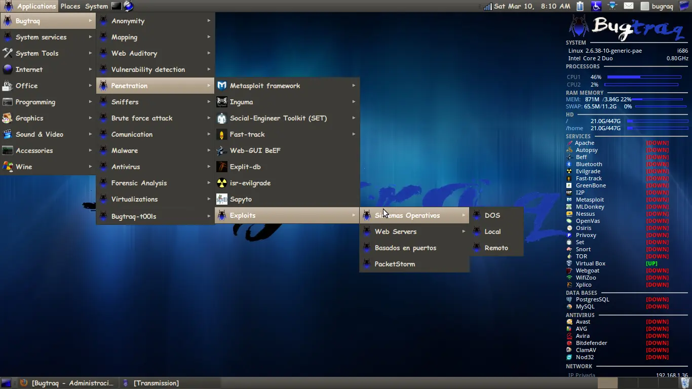 (suite hacker) bugtraq II competencia directa a backtrack 5