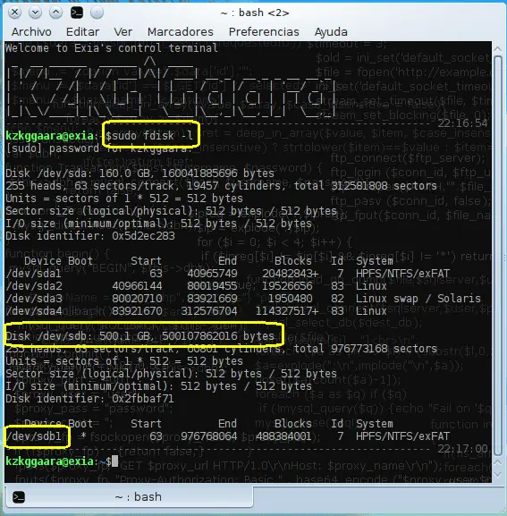 Cómo montar HDDs o particiones mediante terminal