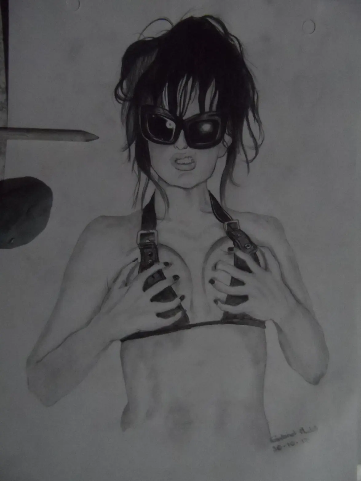 Dibujo a lapiz: "Contaminacion"