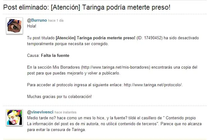 Taringa podría meterte Preso!