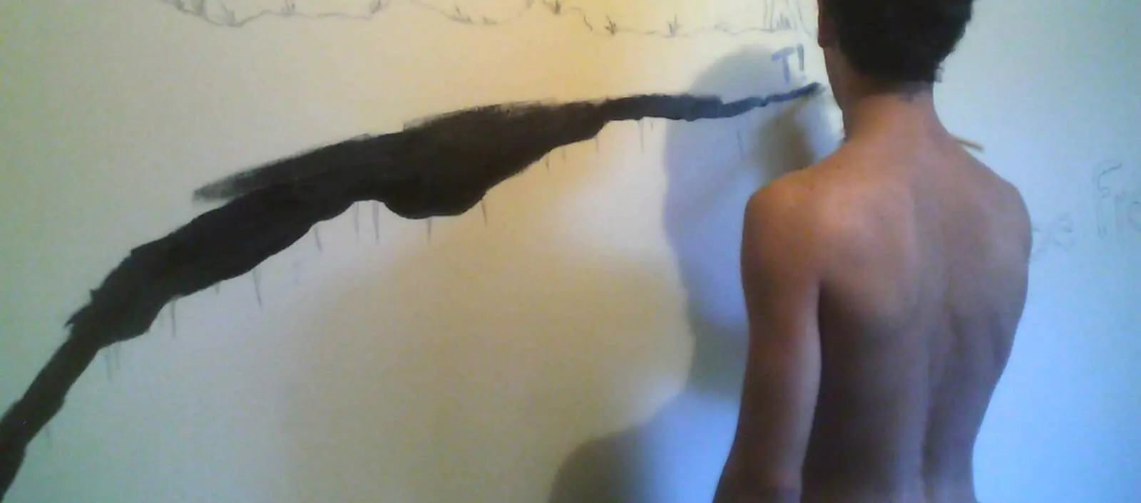 lo que pinté en la pared de mi cuarto...