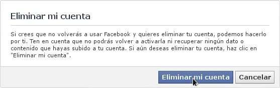 ¿Querés eliminar cuenta de facebook? No deshabilitar ni su