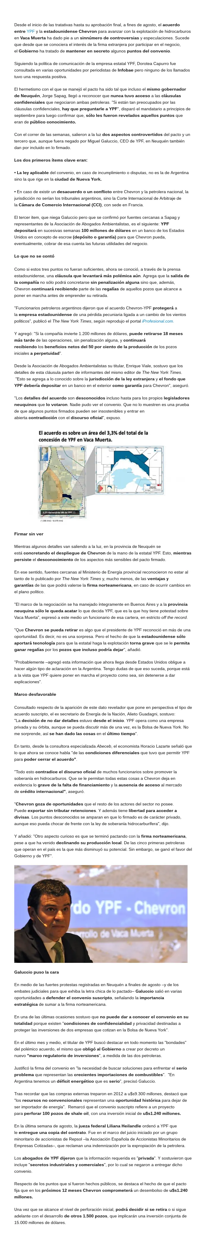La cláusula secreta del acuerdo YPF-Chevron