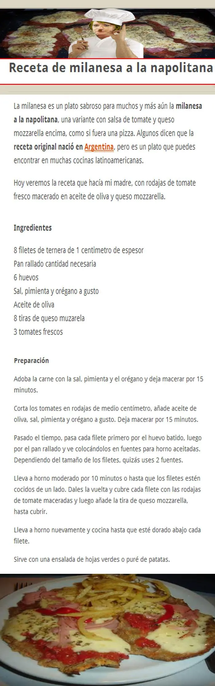 Hoy milanesas a la napolitana