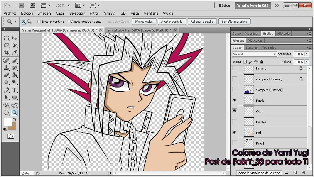 [PhotoShop] Coloreando a Yami-Yugi (Yu-Gi-Oh!)