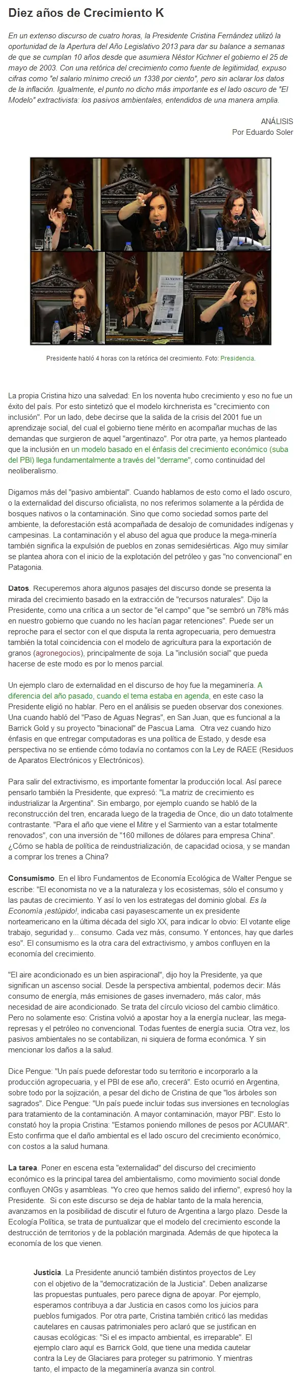 Diez años de crecimiento K