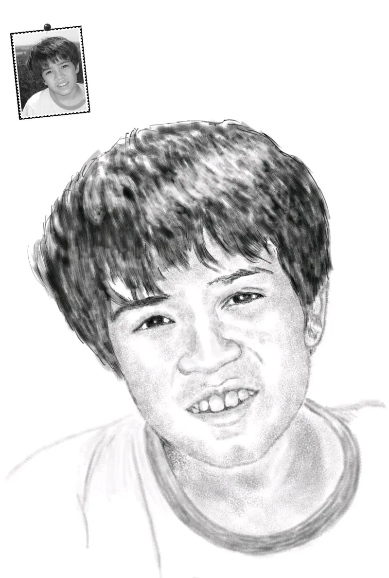 Construcción con lápiz de un rostro - Lisandro