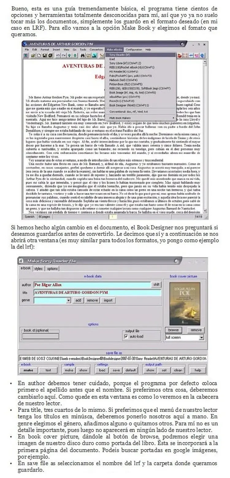Tutorial de Book Designer, conversor de libros electronicos
