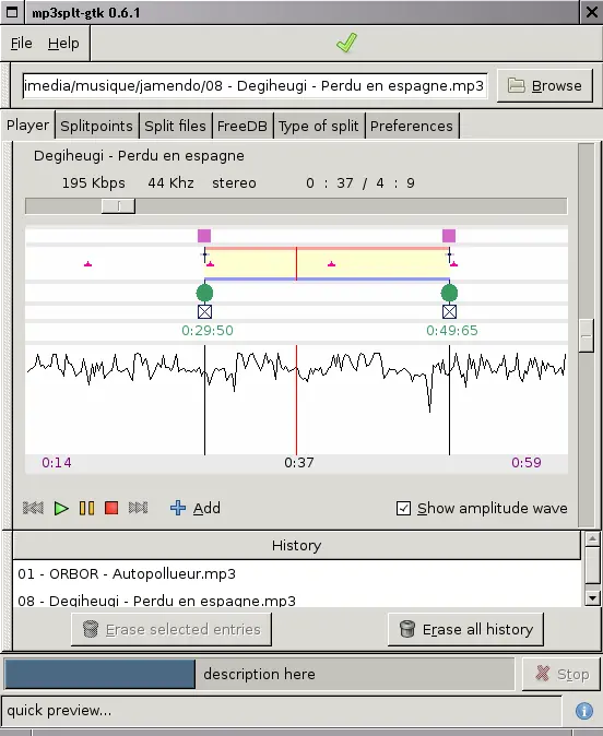 Mp3splt: separador de mp3, gestor CUE