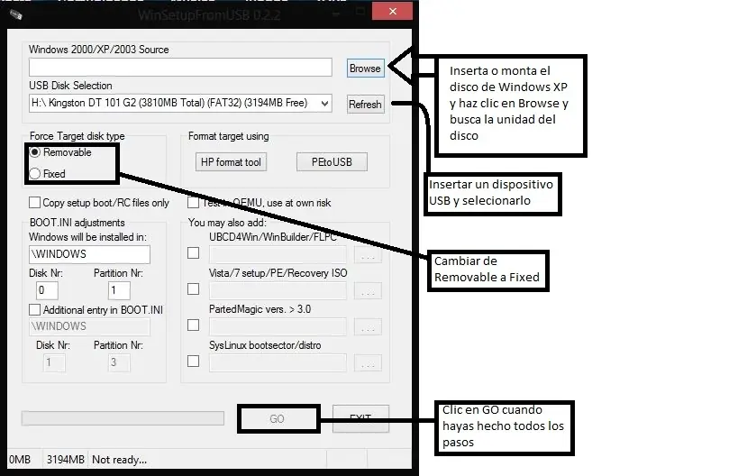 Instalar Windows XP desde USB